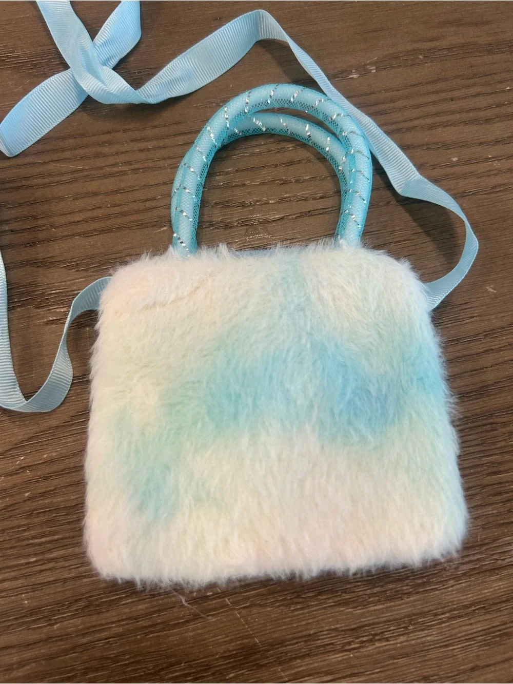 Fuzzy Pastel Cat Mini Purse Crossbody Bag Blue Purple Kawaii